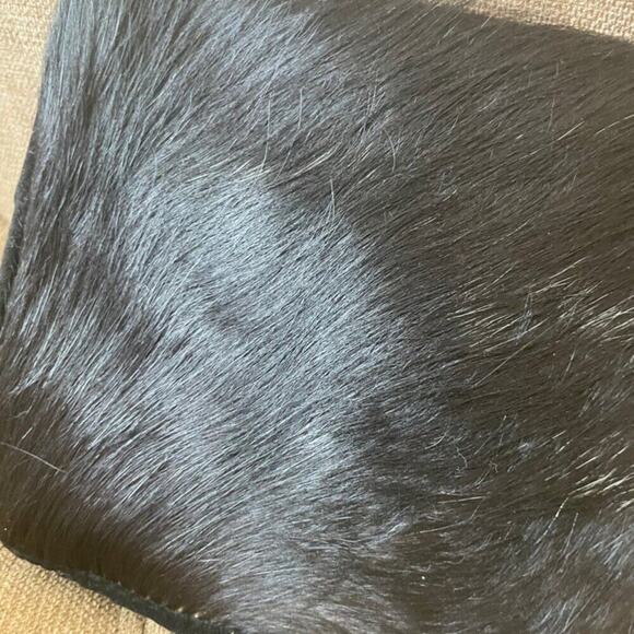 VTG GENUINE COWHIDE CLUTCH BAG FLAP BLACK WESTERN BOHEMIAN FRINGE RARE VERSATILE - Picture 11 of 16